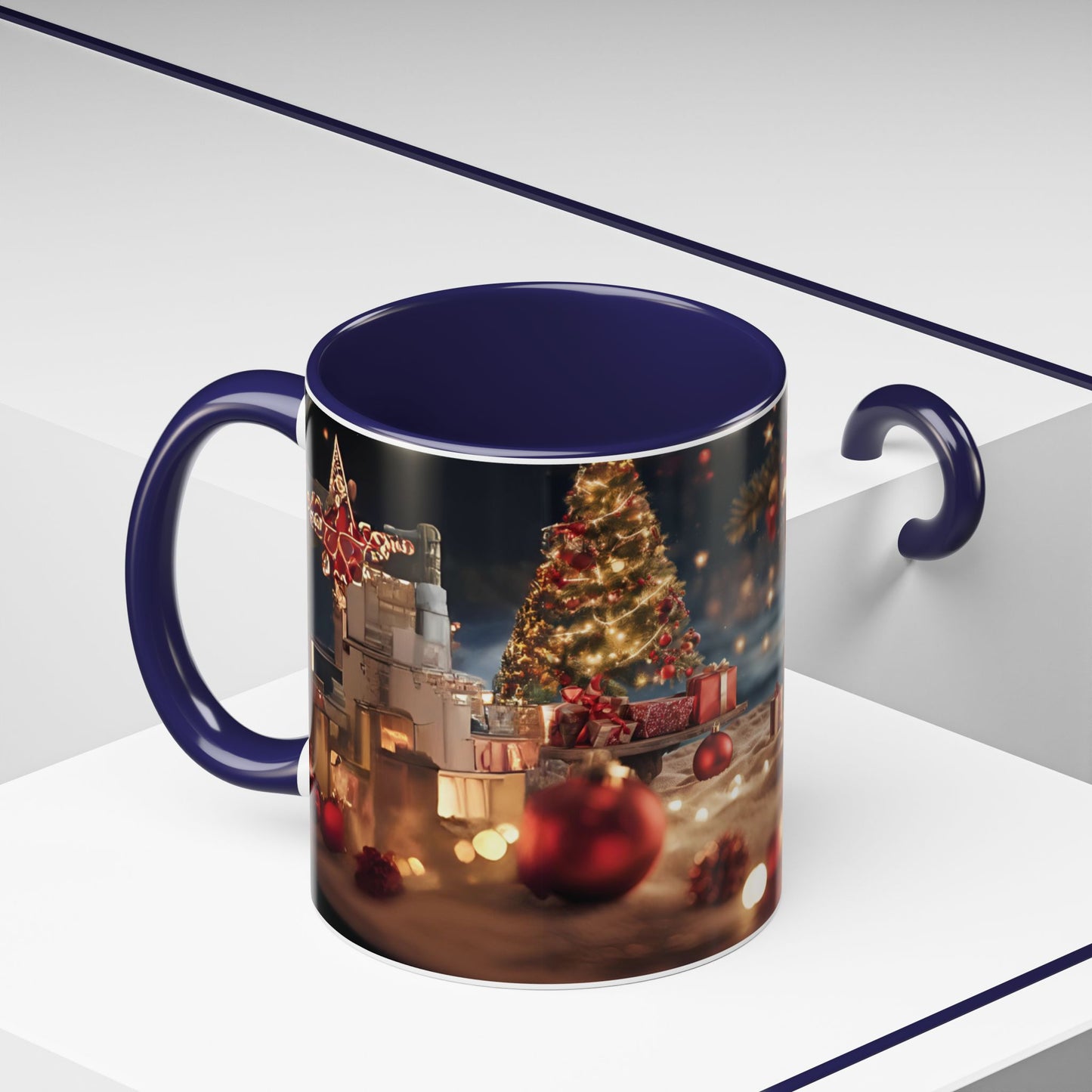 Festive Holiday Accent Coffee Mug - 11oz Christmas Design with Lights and Gifts