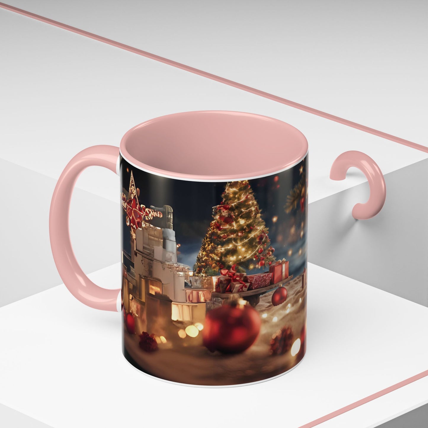 Festive Holiday Accent Coffee Mug - 11oz Christmas Design with Lights and Gifts