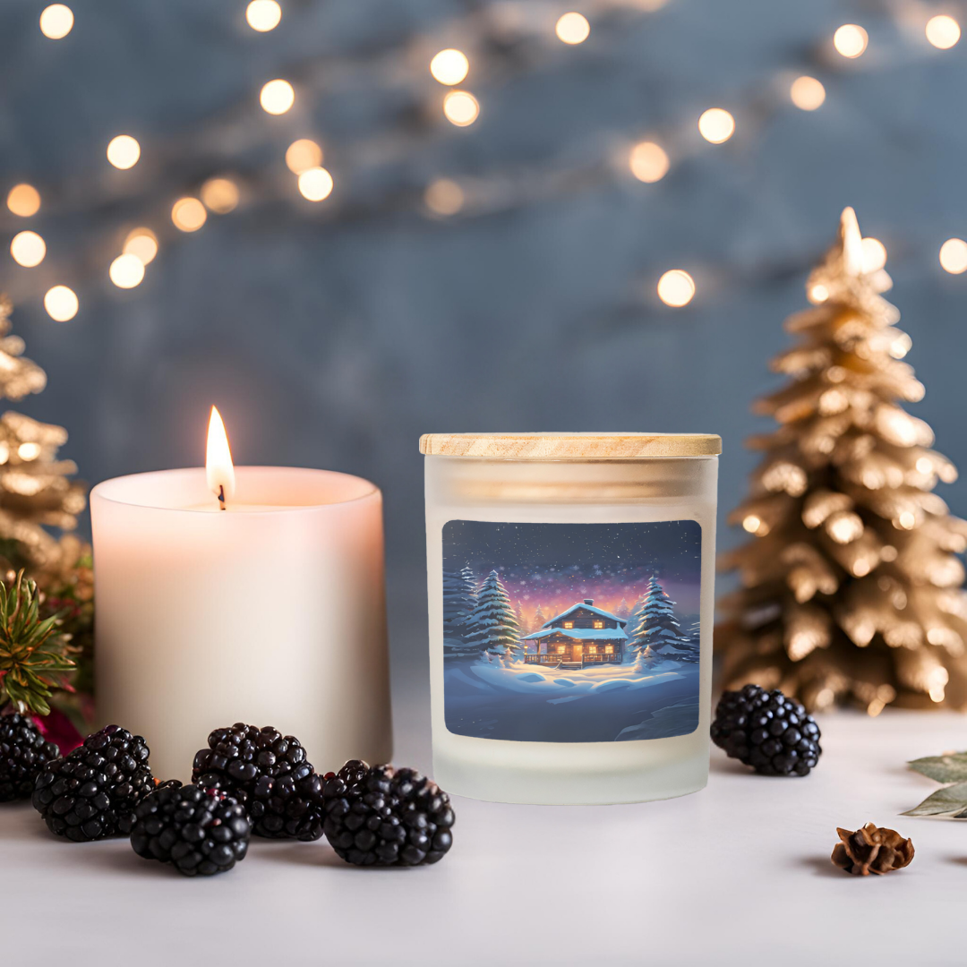 Cozy Holiday Vibes Frosted Glass Candle - 11oz