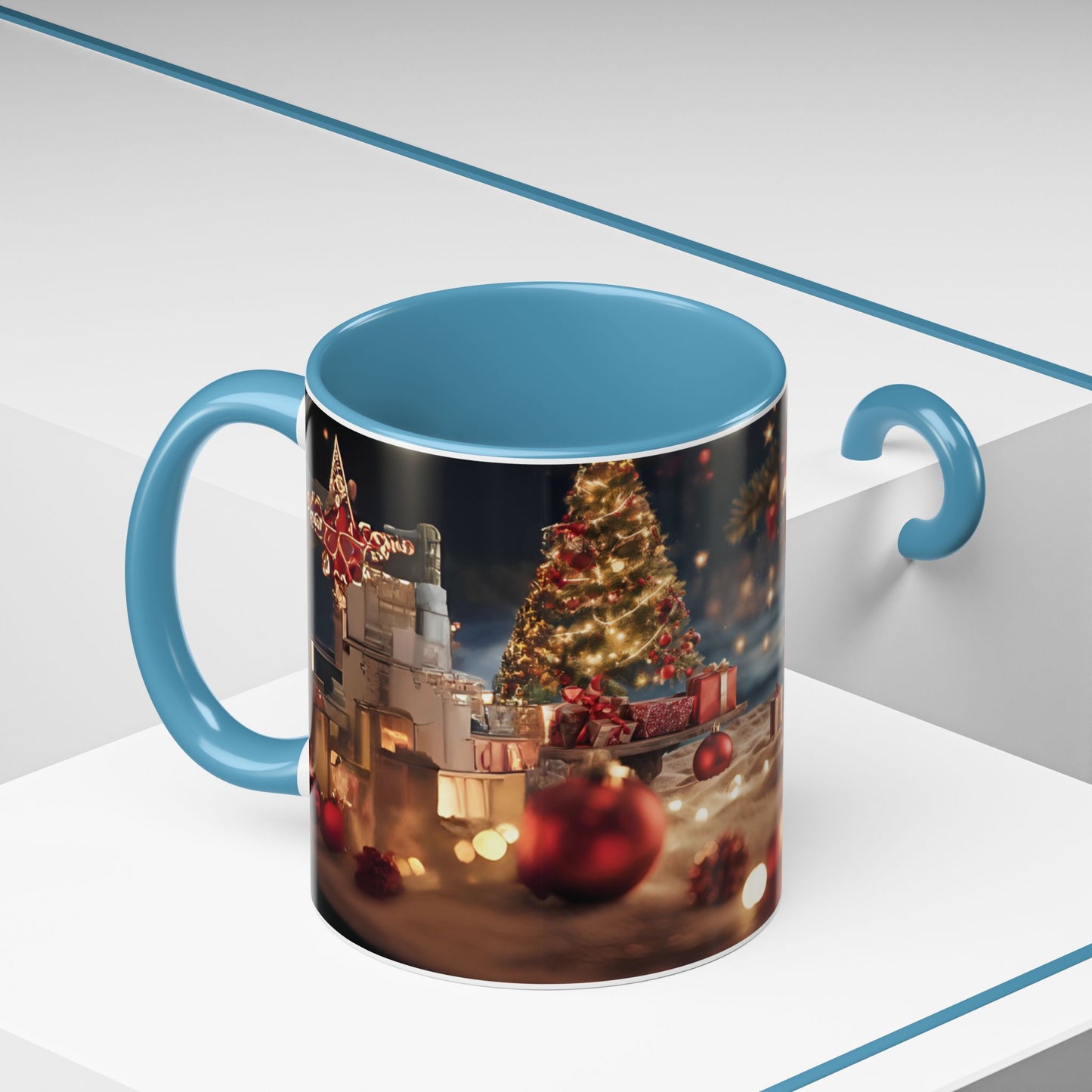 Festive Holiday Accent Coffee Mug - 11oz Christmas Design with Lights and Gifts