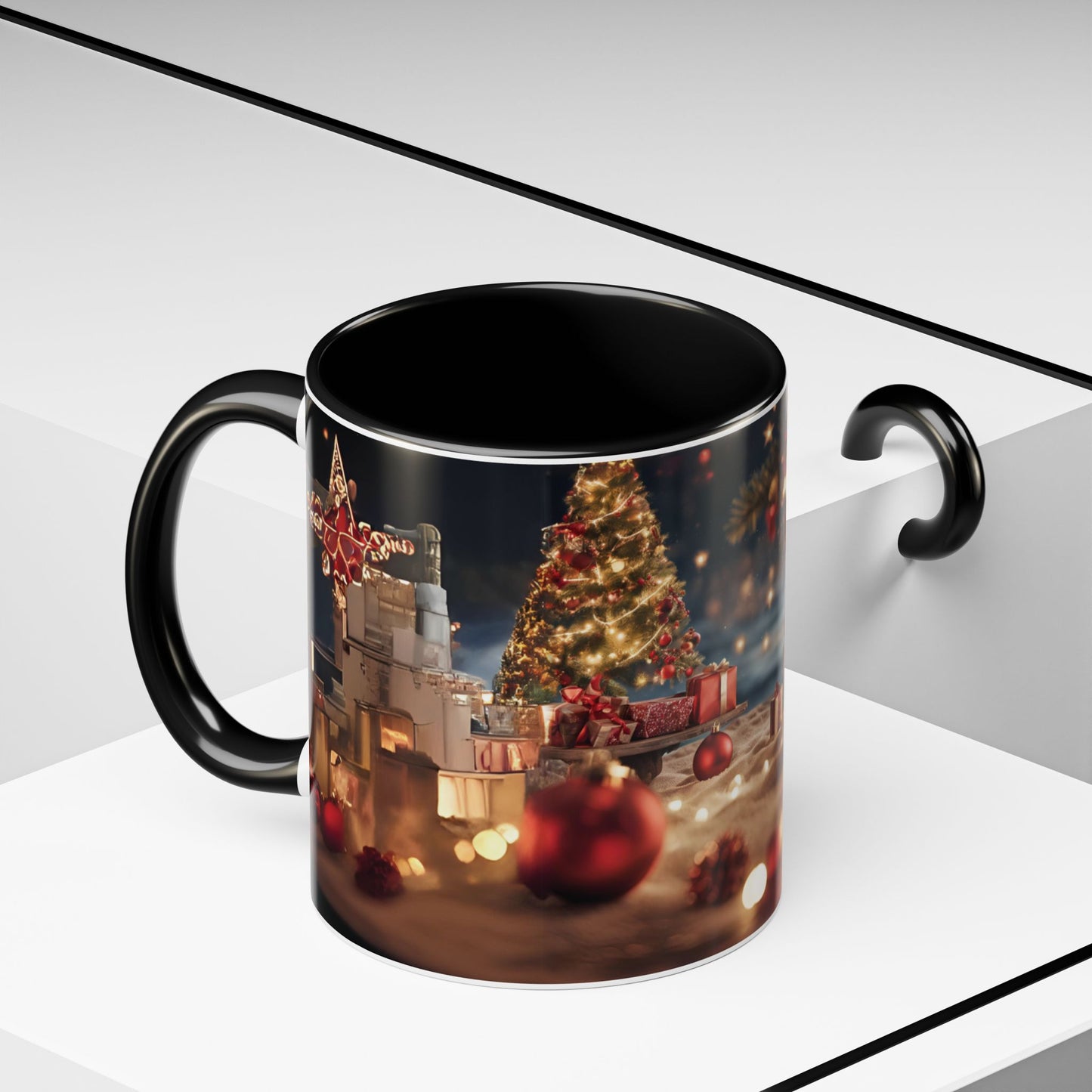 Festive Holiday Accent Coffee Mug - 11oz Christmas Design with Lights and Gifts