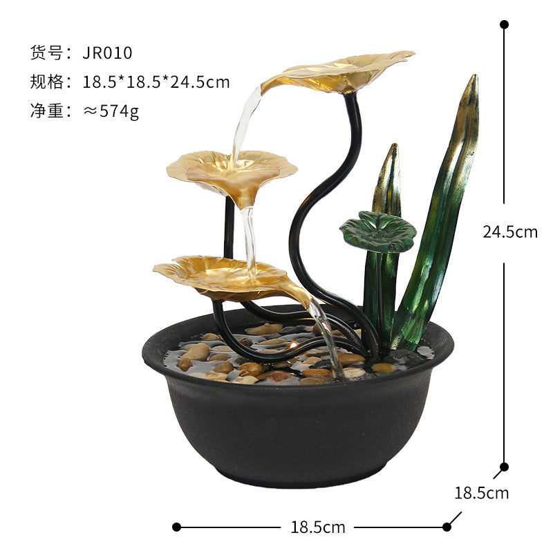 Modern Simple Circular Small Water Decoration Office Desktop Opening Fortune Living Room High-end Landscape Decoration