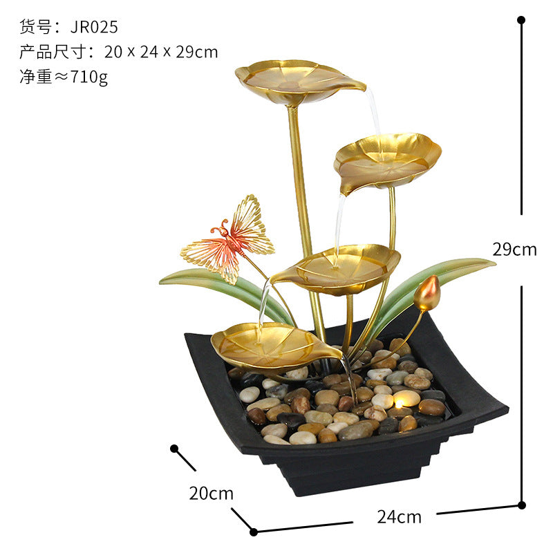 Modern Simple Circular Small Water Decoration Office Desktop Opening Fortune Living Room High-end Landscape Decoration