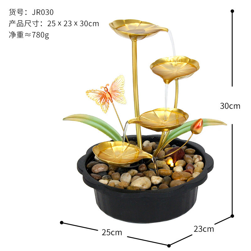 Modern Simple Circular Small Water Decoration Office Desktop Opening Fortune Living Room High-end Landscape Decoration